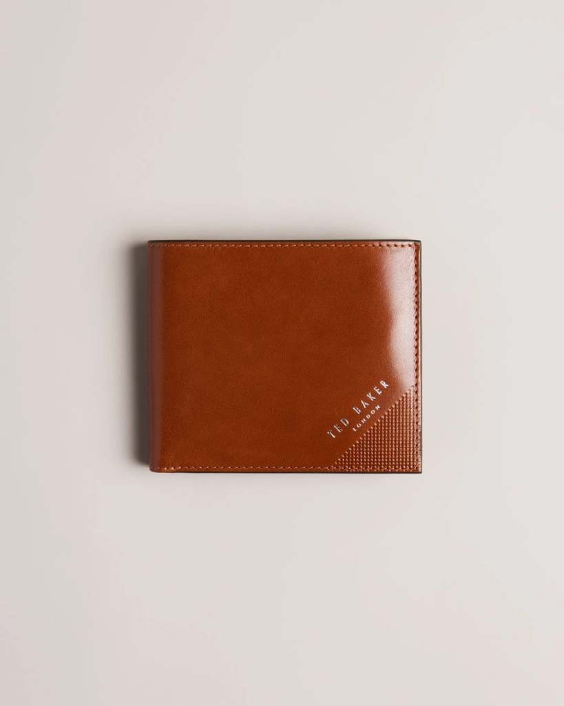 Ted Baker Men's Embossed Corner Leather Bifold Coin Wallet in Brown, Prugs